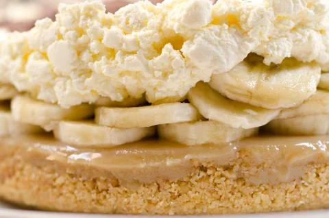 Close up of the layers in a banoffee pie Stock Photos