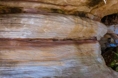Close up of layers sandstone rock texture. Geology nature background Stock Photos