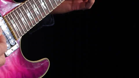 Close up of a lead guitar player doing a solo on stage Stock Footage 240444050