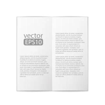 Close up of a leaflet blank white paper on white background Stock Illustration
