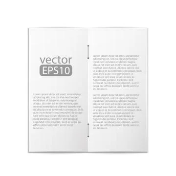 Close up of a leaflet blank white paper on white background Stock Illustration