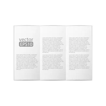 Close up of a leaflet blank white paper on white background Stock Illustration