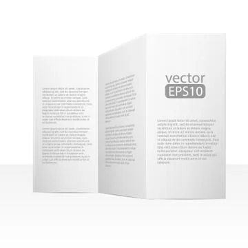 Close up of a leaflet blank white paper on white background Stock Illustration