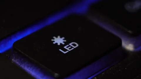 Close-up led button macro shooting the led light on the keyboard Video stock 130211653