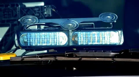 Close up of LED police dashlight Stock Footage 8973346