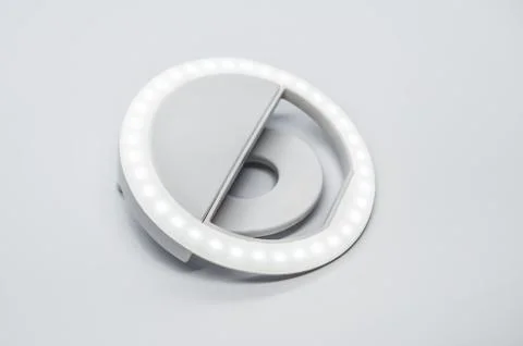 Close-up LED selfie circular ring light lamp Stock Photos