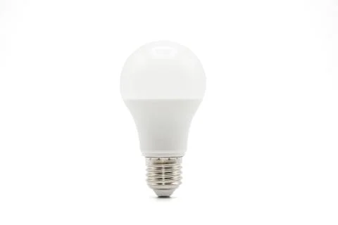 Close up LED white light bulb isolated on white background. Clipping path Stock Photos