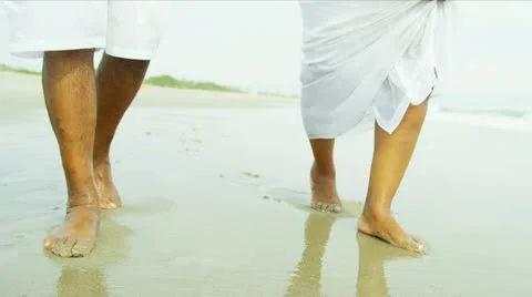Close Up Legs Feet African American Seniors Outdoors Stock Footage