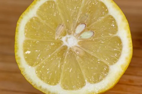 Close up of a lemon sliced in two. Stock Photos