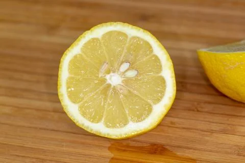 Close up of a lemon sliced in two. Stock Photos