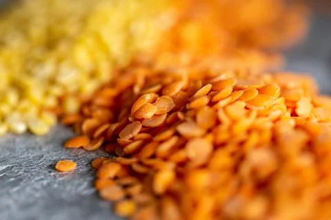 A close up of lentils, with a shallow depth of field Stock Photos