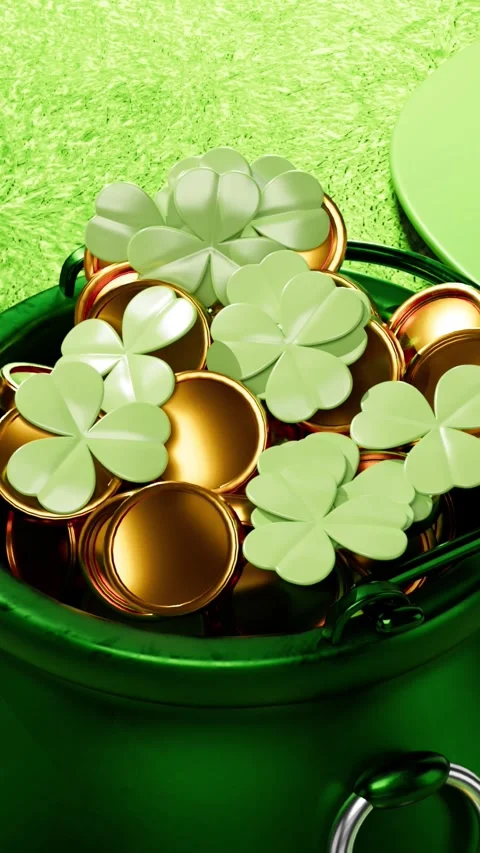 Close-up of leprechaun treasure pot	 Видео 329054906