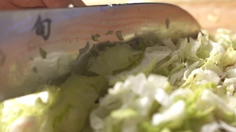 Close up Lettuce chop Stock Footage 127126750