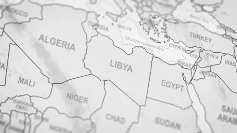Close Up Of Libya Borders. World Map Animation. Video stock 331810900