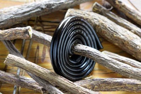 Close up on licorice roots Stock Photos