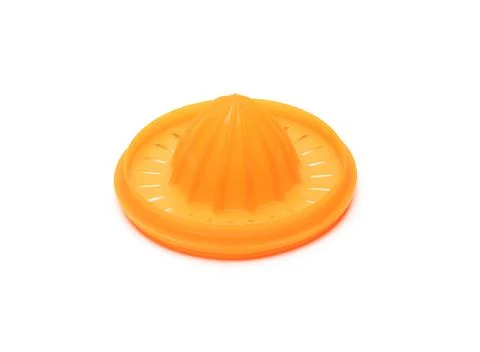 Close up lid of lemon or orange squeezer isolated on white background Fotos de archivo