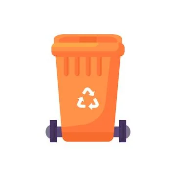 Close Lid Transportable Plastic Waste Trash Can Stock Illustration