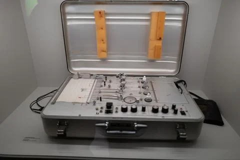 A close-up of a lie detector from the cold war Stock Photos