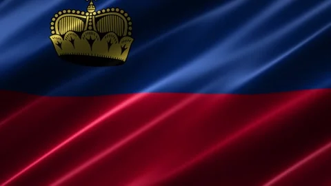 Close up of the Liechtenstein flag blowing in the wind Stock Footage 348687611