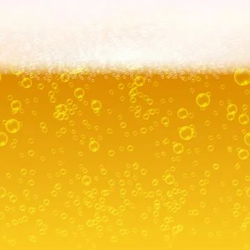 Close up light beer with foam and bubbles vector seamless background Stock Illustration