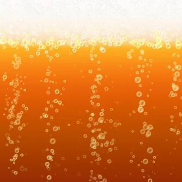 Close Up Light Beer With Foam And Bubbles. Background. Fresh Beverage Beer Stock Illustration