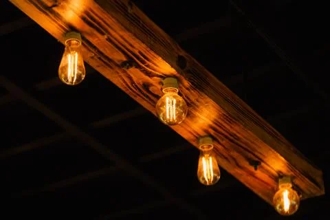 Close up of ..light bulb on the ceiling Stock Photos