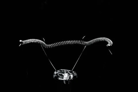 Close-up of the light bulb pole in the black background. Stock Photos