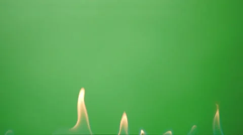 Close up of a light fire flame of the fireplace on green screen 4K Stock-Footage 46044170