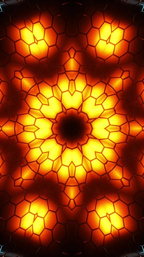 Close up of light fixture with circular design. Kaleidoscope VJ loop Vertical. Stock Footage 314716293