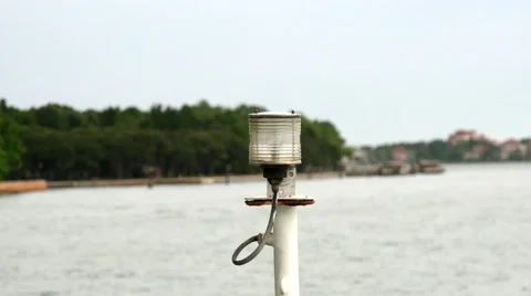 Close-up on light of moving ferry Stock Footage 56437533