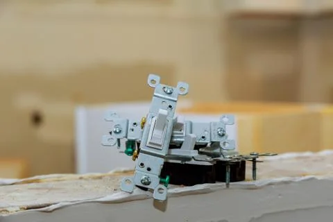 Close up of on a light switch. Copy space. Stock Photos