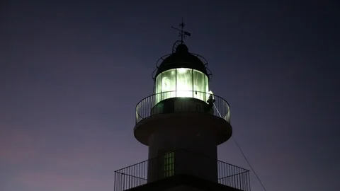 Close-up of lighthouse during night Stock Footage 107335678