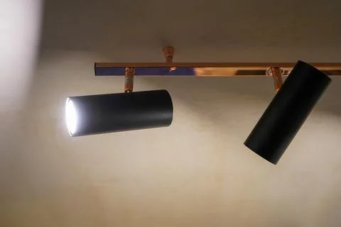 Close up of lights on a ceiling 库存照片