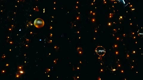 Up close the lights of a decorated Christmas tree Stock Footage 145198038