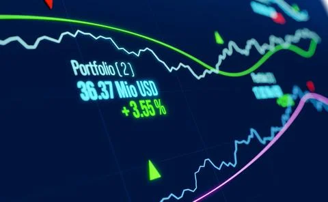  Close up line chart and moving average, portfolio information along the g... Stock Photos