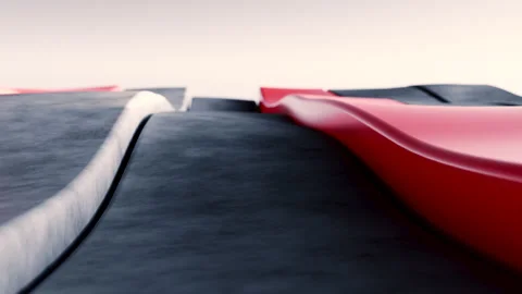 Close up on lines moving abstract background. gray and red lines wave motion Stock Footage 274098378