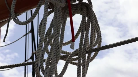 Close-Up of Lines on a Sailing Boat Stock Footage 230572539