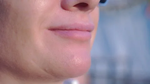 Close-up lips. Woman eating shellfish. Seafood and Mediterranean cuisine with Stock Footage 102052445