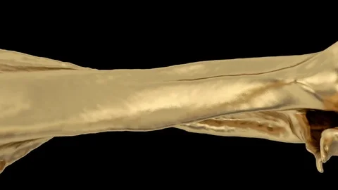 Close-up of liquid bright gold flowing in slow motion, on black +alpha (FULL HD) Video stock 81812791
