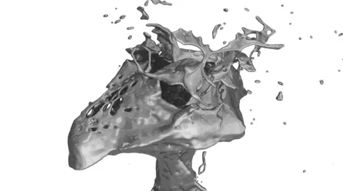 Close-up of liquid metal splash in slow motion - on white, with alpha (FULL HD) Stock Footage 50069879