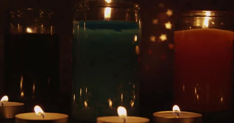 Close Up of Lit Candles Stock Footage 37709724