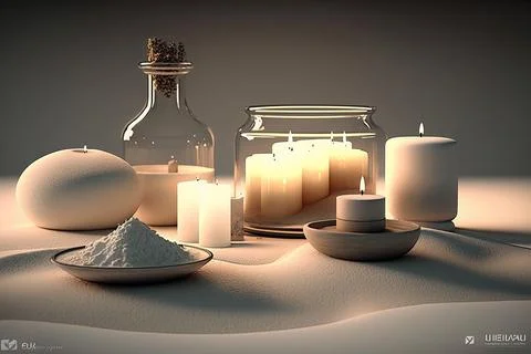 Close-Up Of Lit Candles On Table Stock Illustration