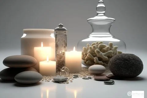 Close-Up Of Lit Candles On Table Stock Illustration