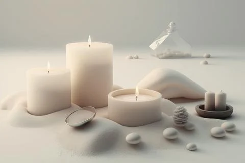 Close-Up Of Lit Candles On Table Stock Illustration