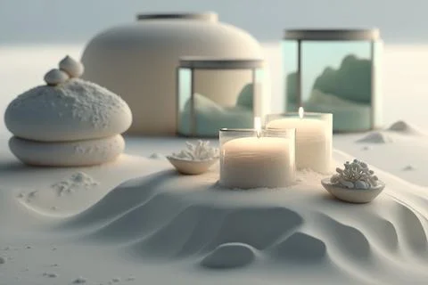 Close-Up Of Lit Candles On Table Stock Illustration