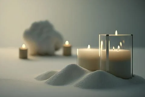 Close-Up Of Lit Candles On Table Stock Illustration