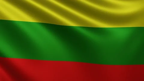 Close-up of the Lithuanian flag waving in the wind. Lithuanian national flag Stock Footage 218989798