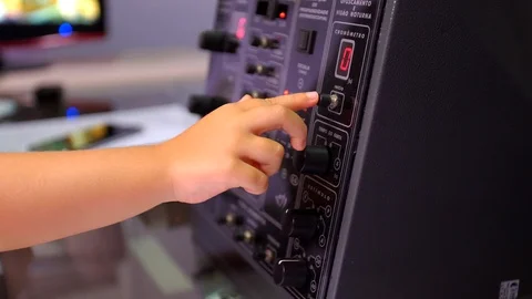 Close up on Little girl hands playing with an optometrist device Stock Footage 123740862
