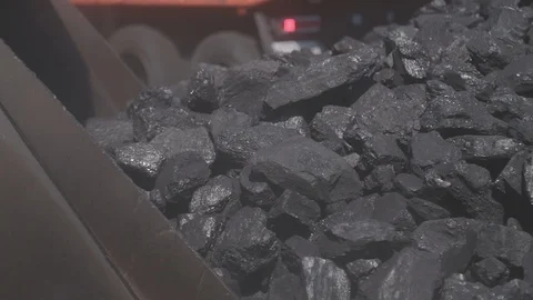 Close-up loader bucket collects coal Video stock 114818790