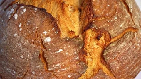 Close-up of a loaf of fresh bread Stock Footage 132714638
